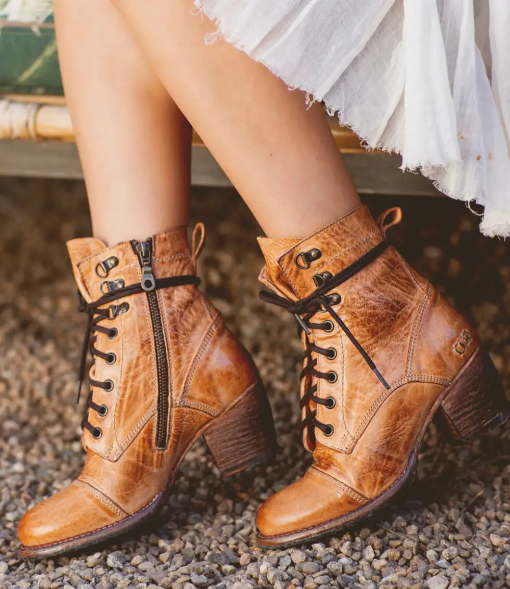 Cap-Toe Side-Zip Lace-Up Boots