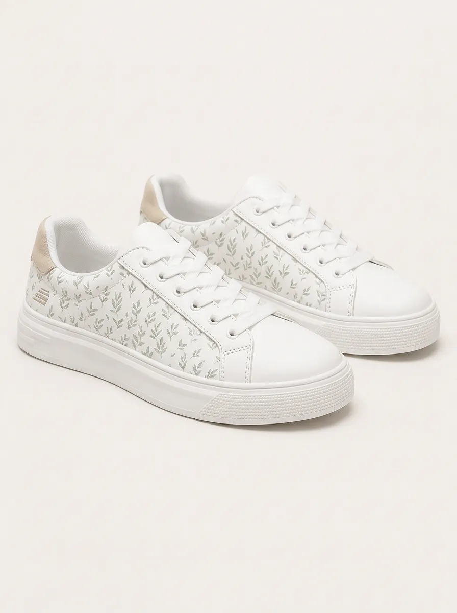 Men's Botanical Leaf Pattern Skate Shoes