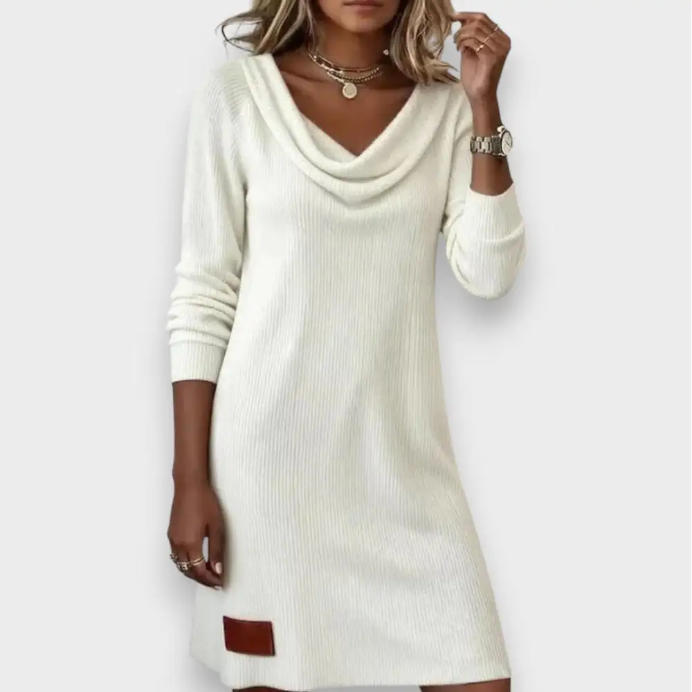 Refined Knit Detail Relaxed Casual Dress