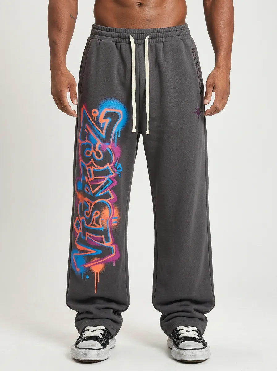 Men's Streetwear Graffiti Logo Printed Sweatpants