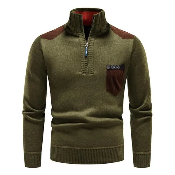 Half-Zip Sweater with Chest Pocket
