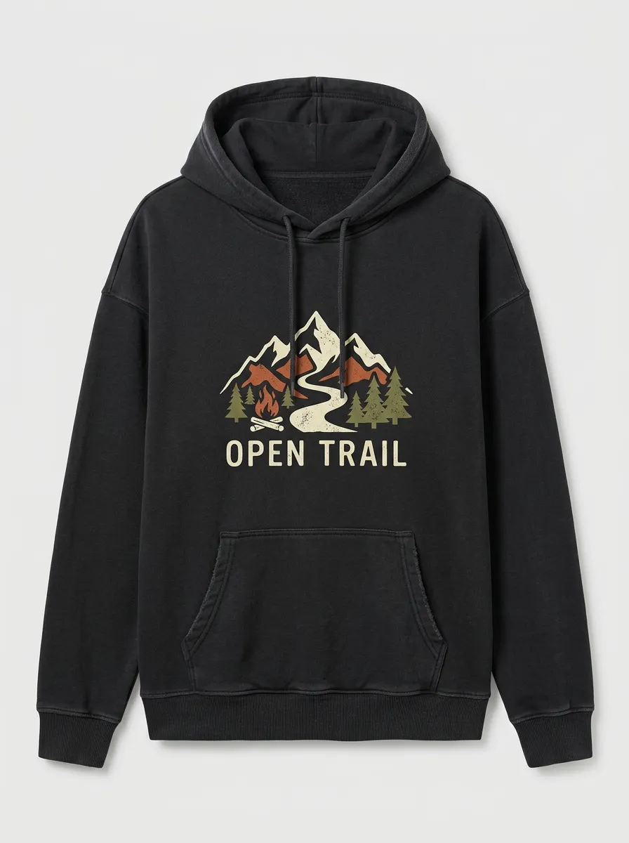 Unisex Open Trail Camping Mountain Printed Hoodie