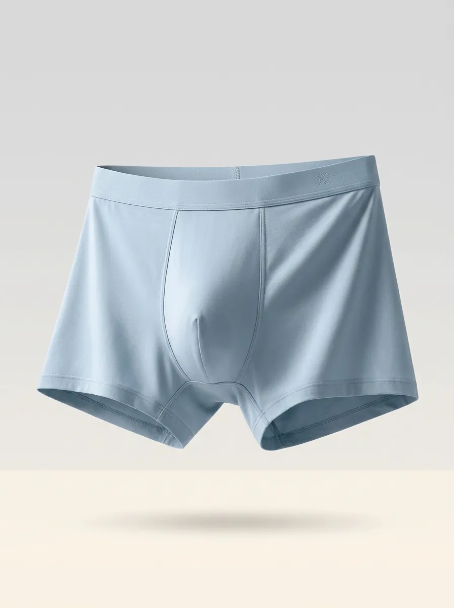 Men's Solid Light Blue Minimalist Printed Boxer Briefs