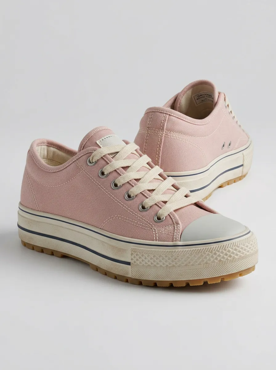 Women's Casual Pink Canvas Platform Printed Shoes