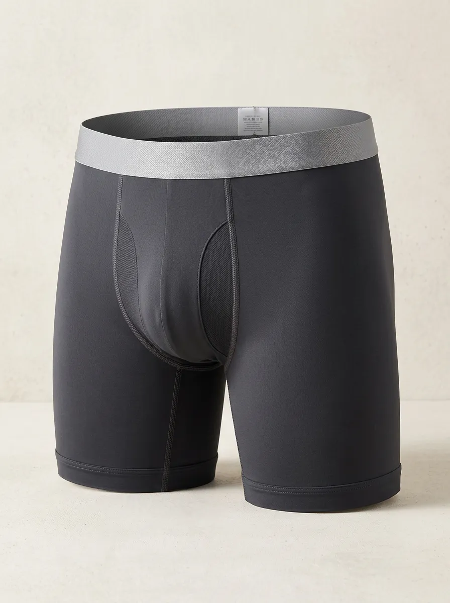 Men's Athletic Performance Grey Solid Boxer Briefs