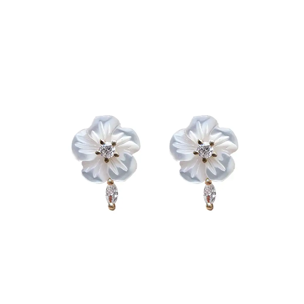 Pearl Flower Marqusie Diamond Stud Earrings
