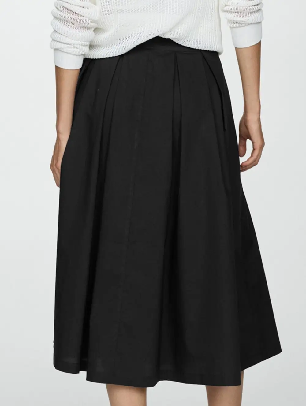 Zipper Flared Midi Skirt