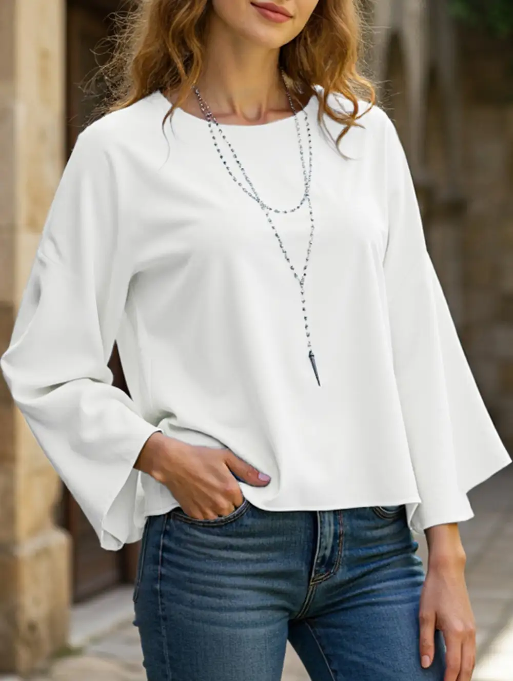 Round Neck Loose Waist Top