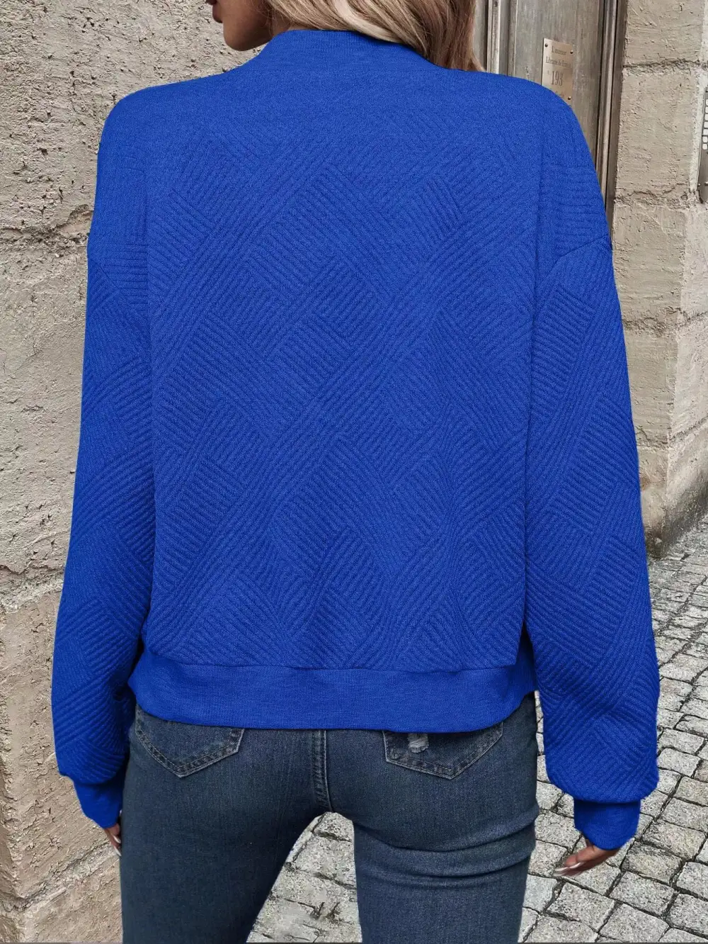 Texture Zip-up Bomber Jacket