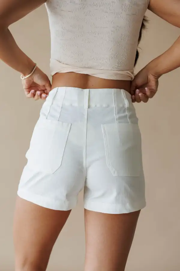 Cotton High Waist Pocket Casual Shorts