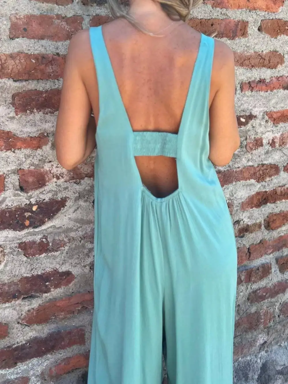 Plus Size Button Front Wide Leg Jumpsuit