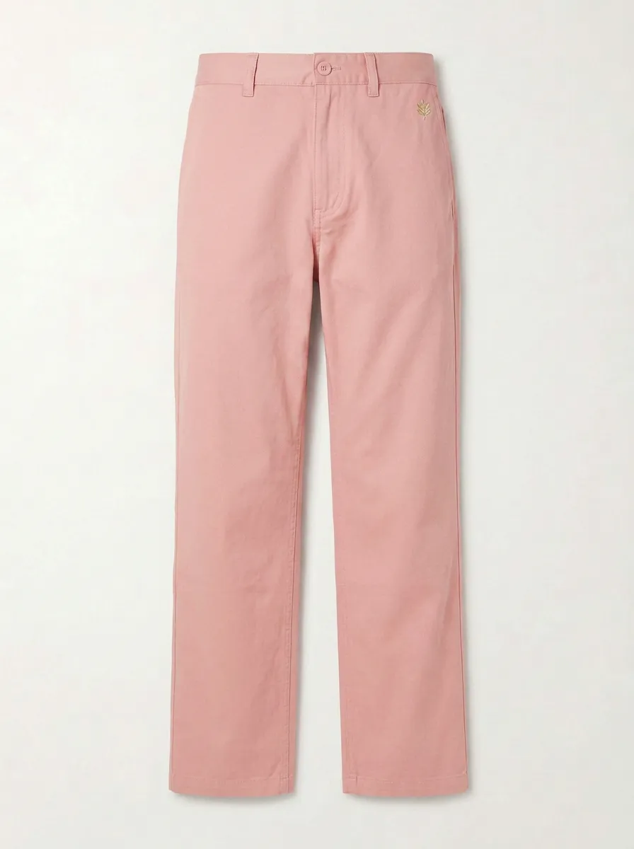 Women's Minimalist Leaf Logo Navy Printed Mid-Rise Straight Pants