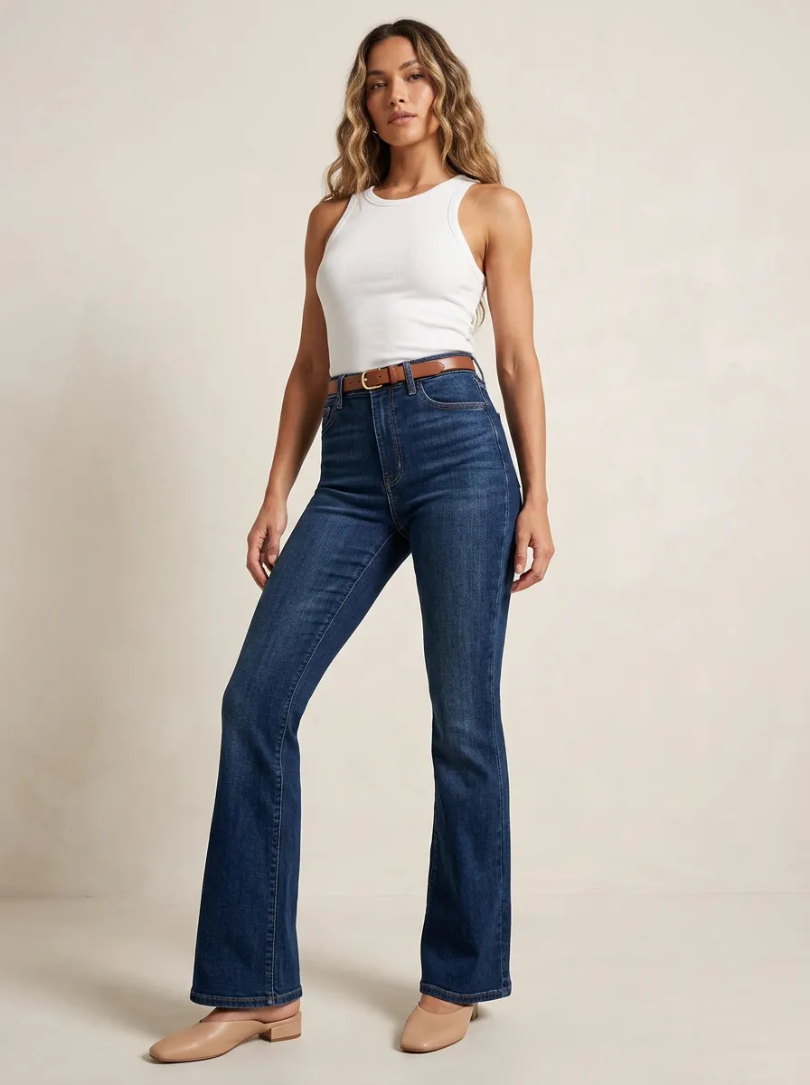 Relaxed High-Waist Stretch Women's High-Waist Stretch Flare Jeans