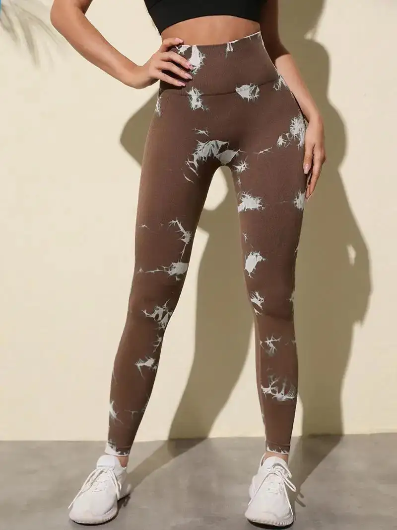Seamless Fitness Gym Leggings Tie Dye Yoga Pants Tights High Waist