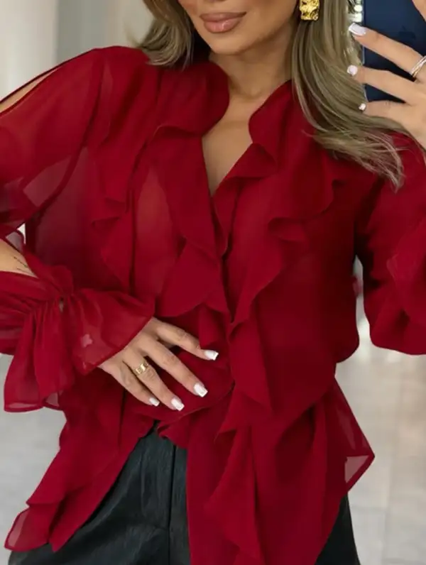 Top with Lace Flared Sleeves Tee