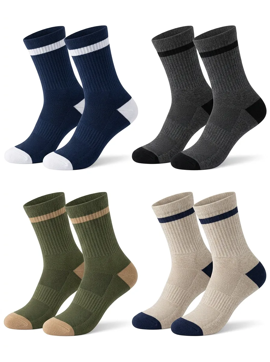 Men's Sport Stripe Colorblock Ribbed Crew Sock Set