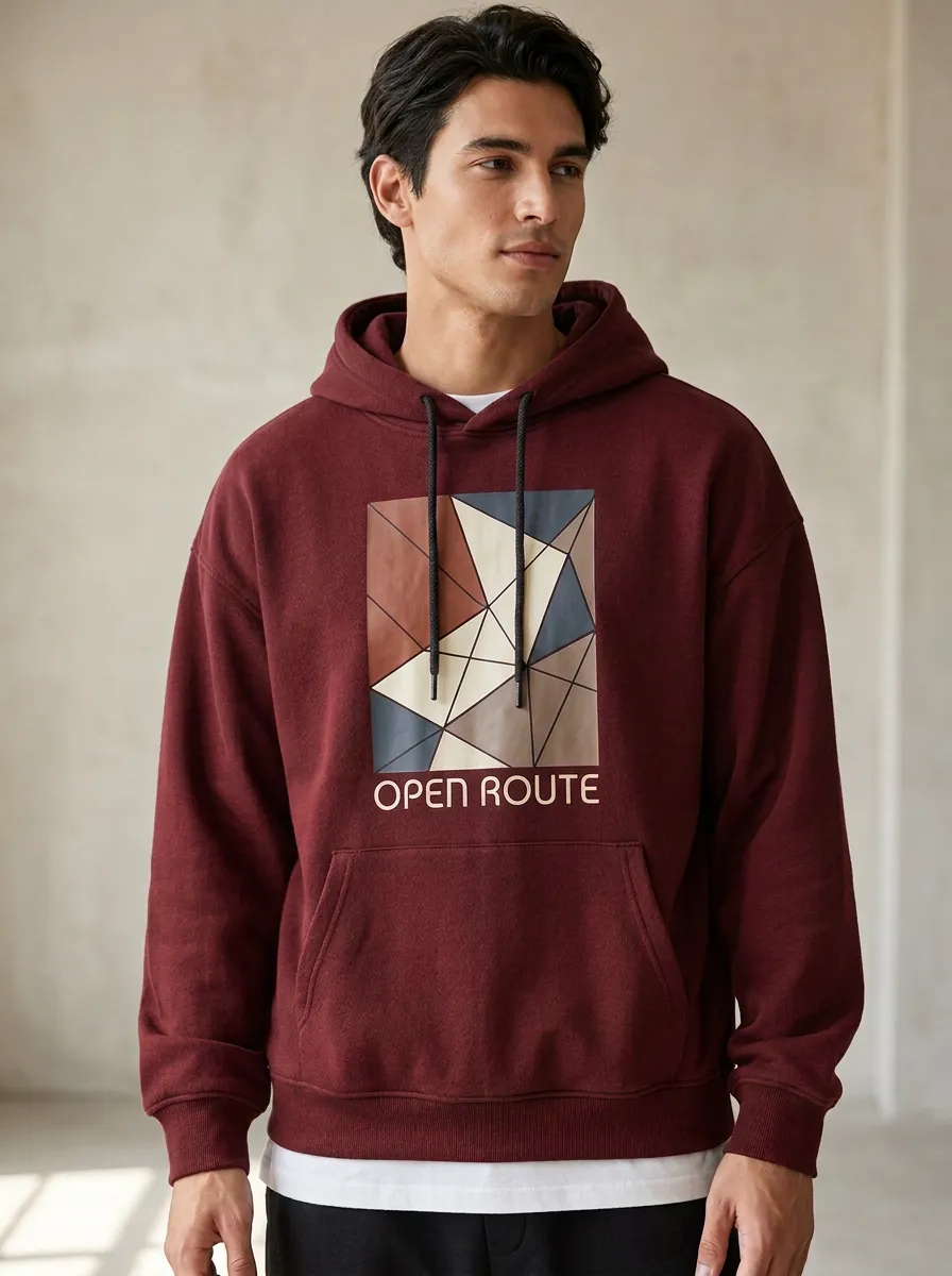 Unisex Colorblock Geometry Graphic Hoodie