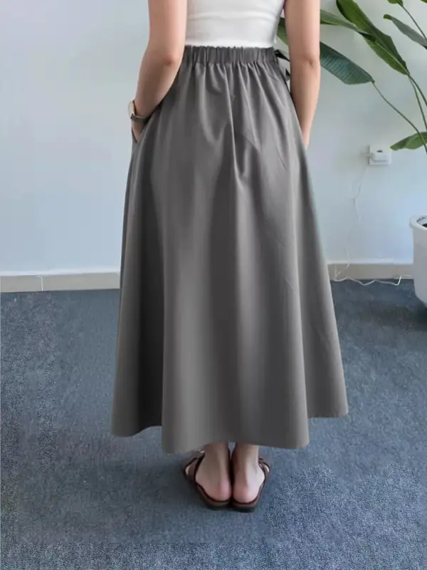 Flowy A-line Midi Skirt with Pockets