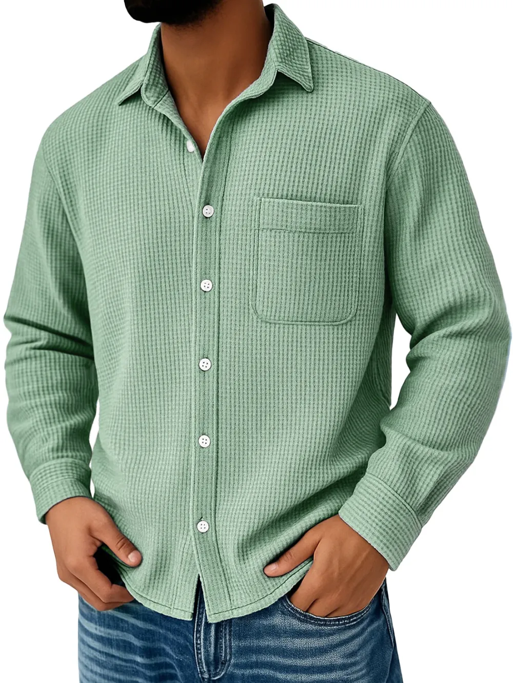 Easy Fit Textured Knit Pocket Shirt