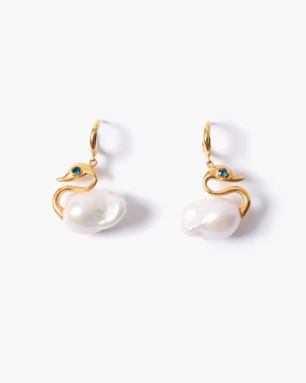 Pearl Swan Hoop Earrings