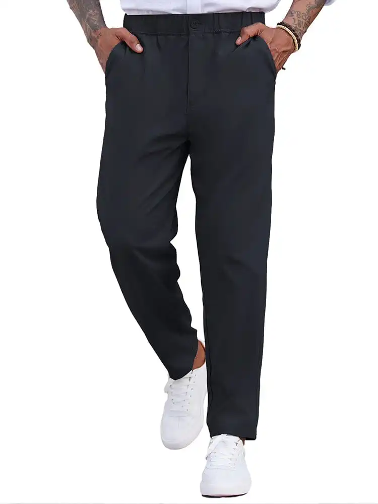 Simple Elastic Waist Slack Pants