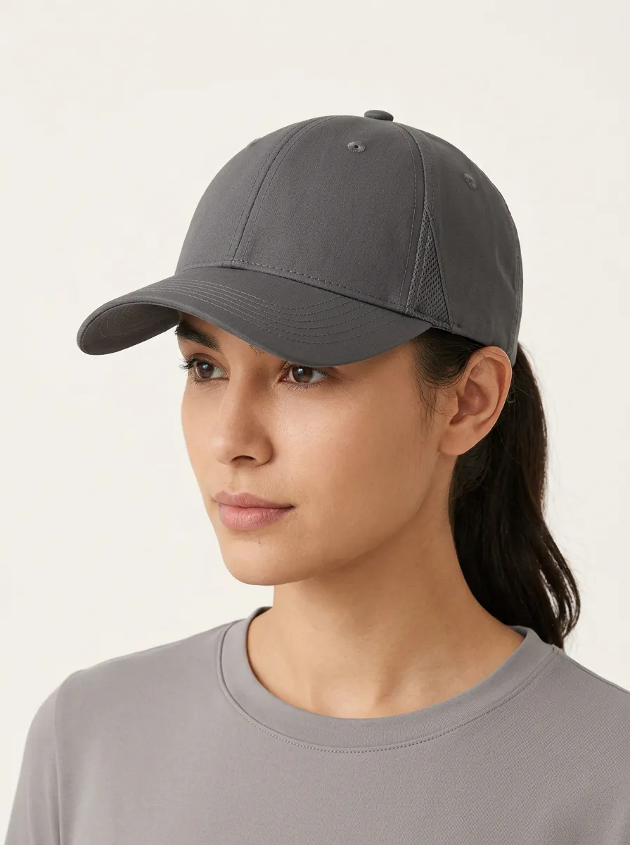 Unisex Minimalist Grey Mesh Panel Baseball Cap