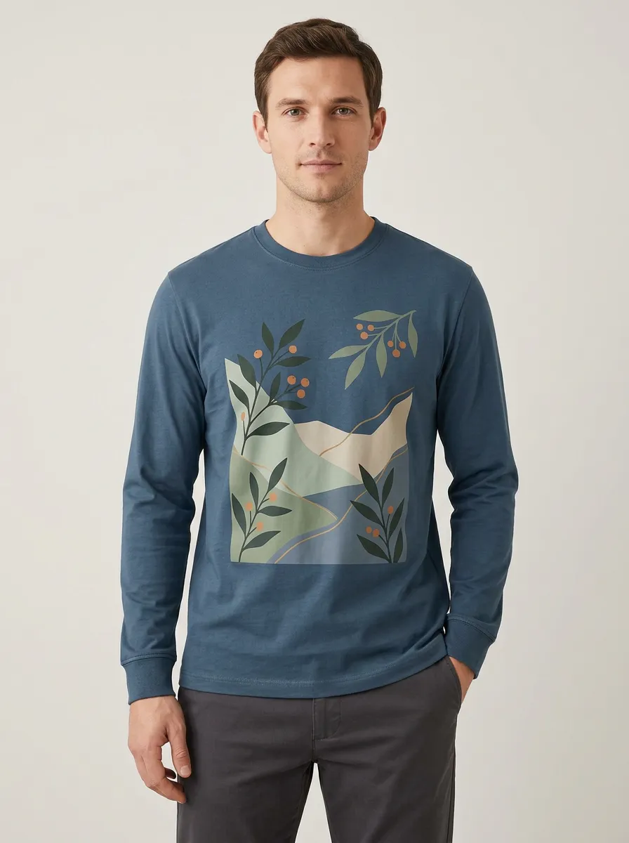 Men's Versatile Look Smart Casual Style Long Sleeve Top