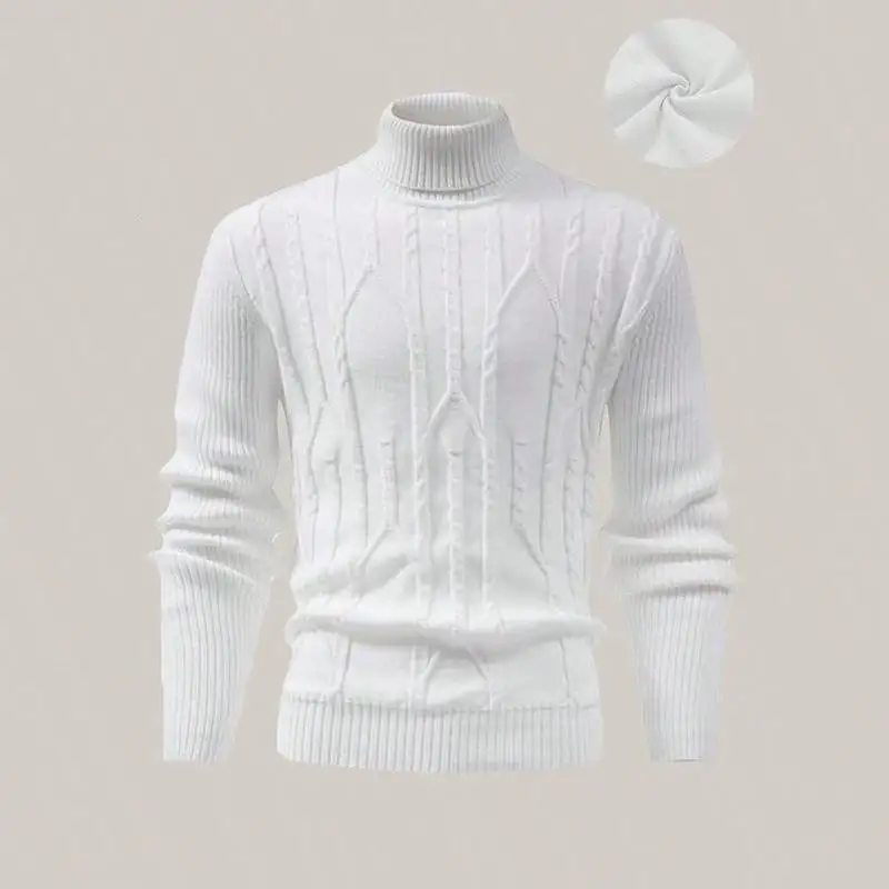 Textured Turtleneck Knit Sweater