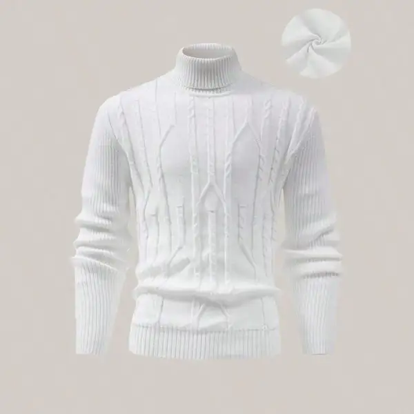 Textured Turtleneck Knit Sweater