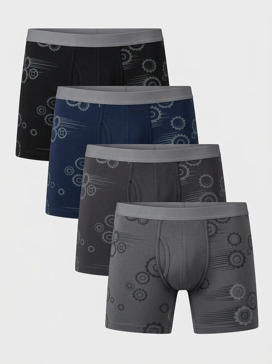 Men's Gear Graphic Contrast-Waistband Boxer Briefs Set
