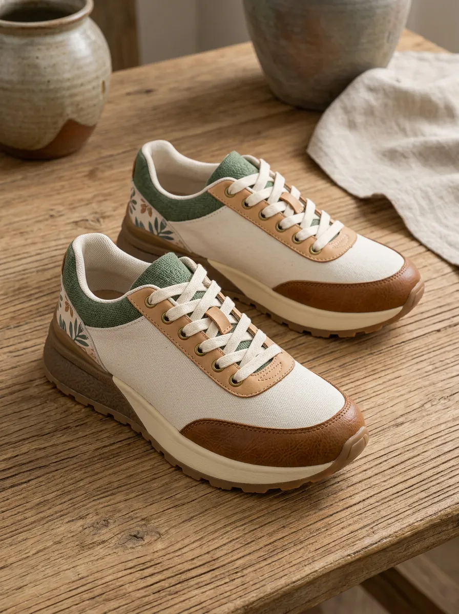 Women's Stride Botanical Leaf Pattern Printed Sneakers