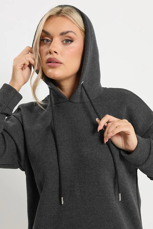 Grey Seam Detail Drawstring Hoodie detail 3