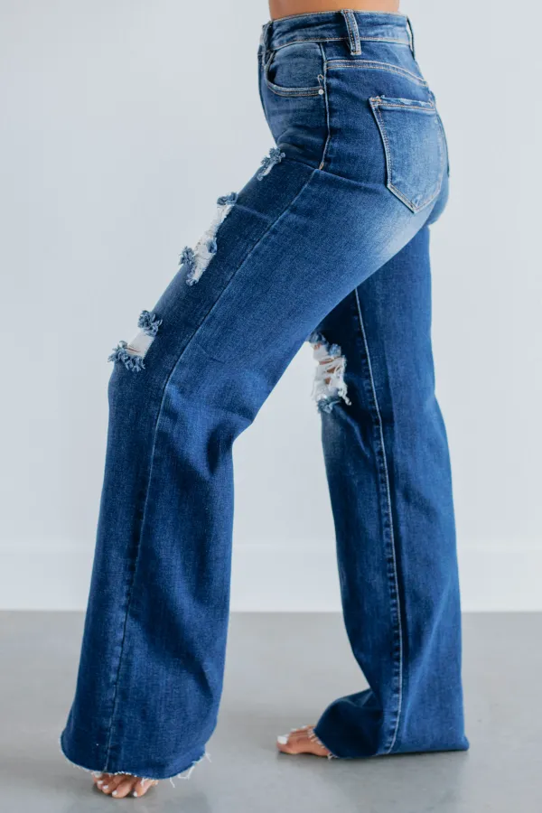 Women's High Rise Wide Leg Stretch Denim Jeans
