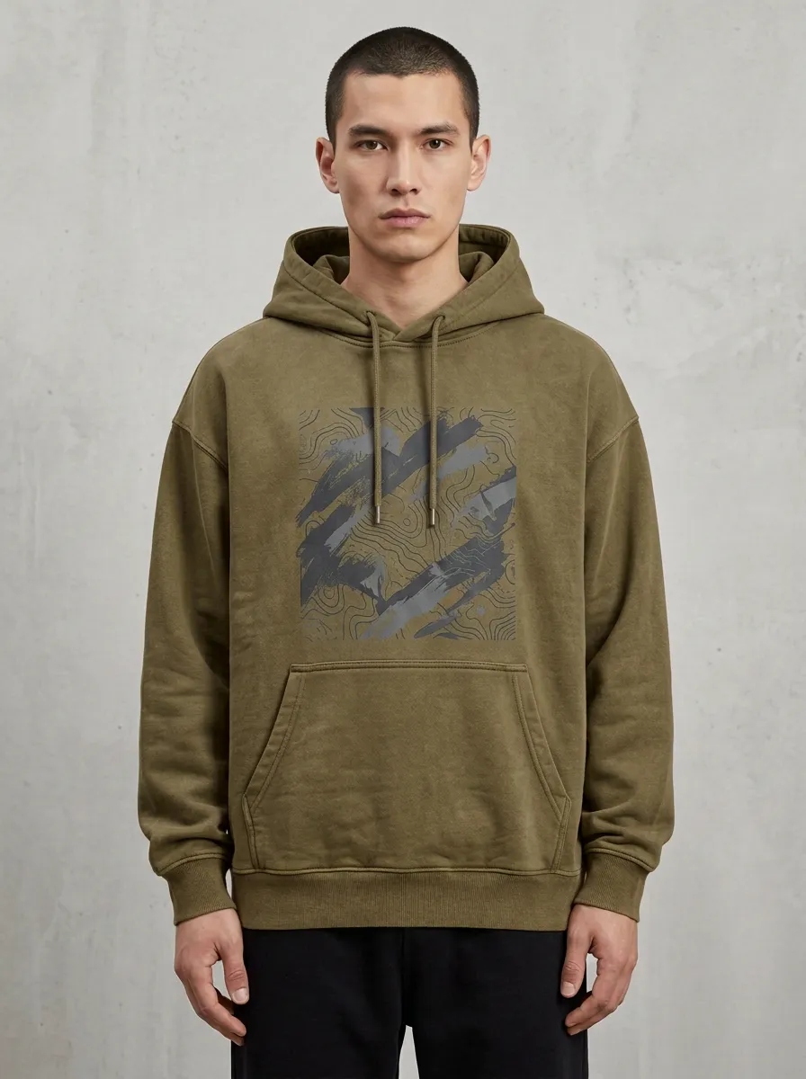 Topographic Brushstroke Men's Graphic Hoodie