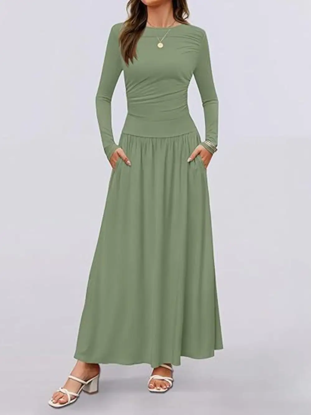 Long Sleeve Maxi Dress With Pockets