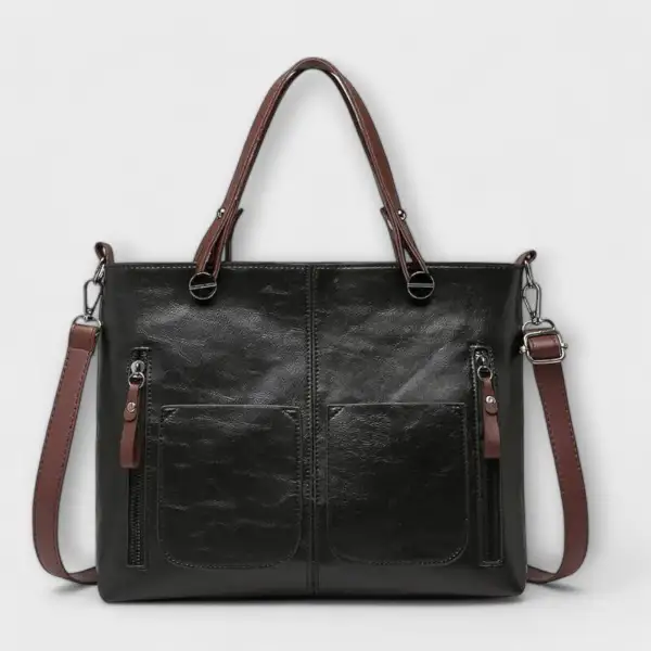 Pocket Front Leather Handbag