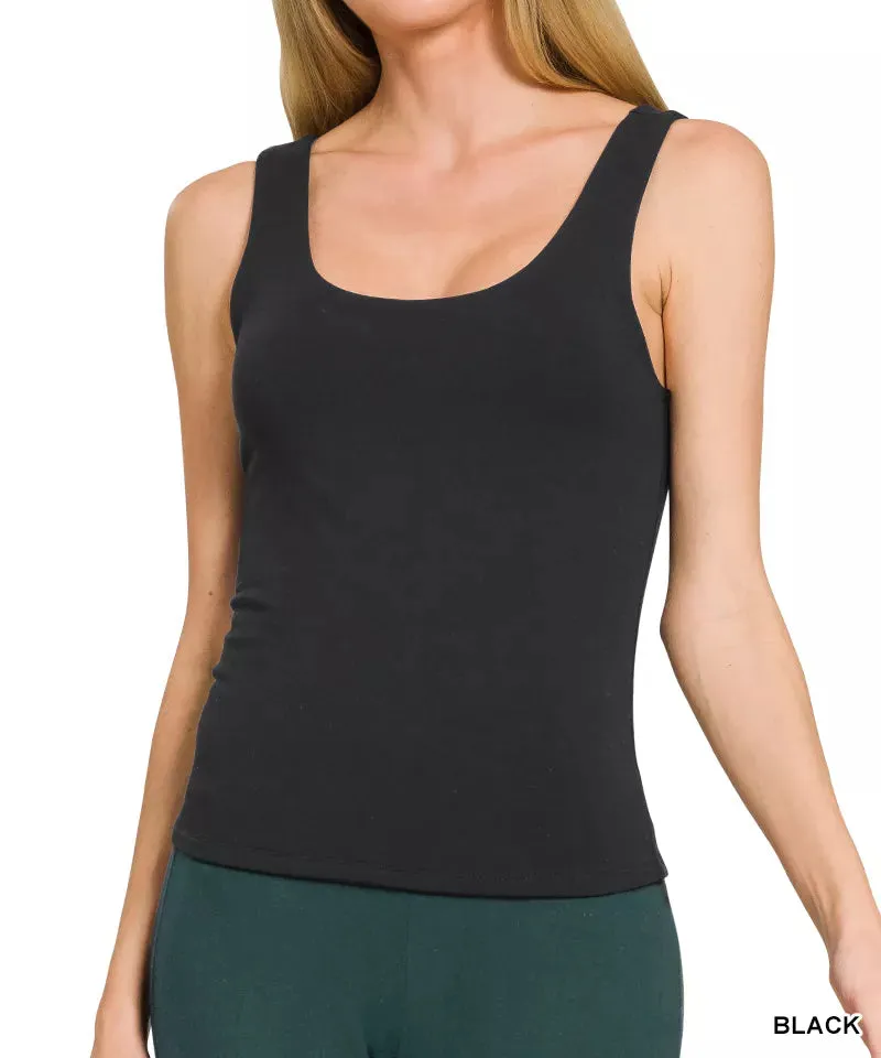 Cozy Double Layered Double Scoop Tank Top