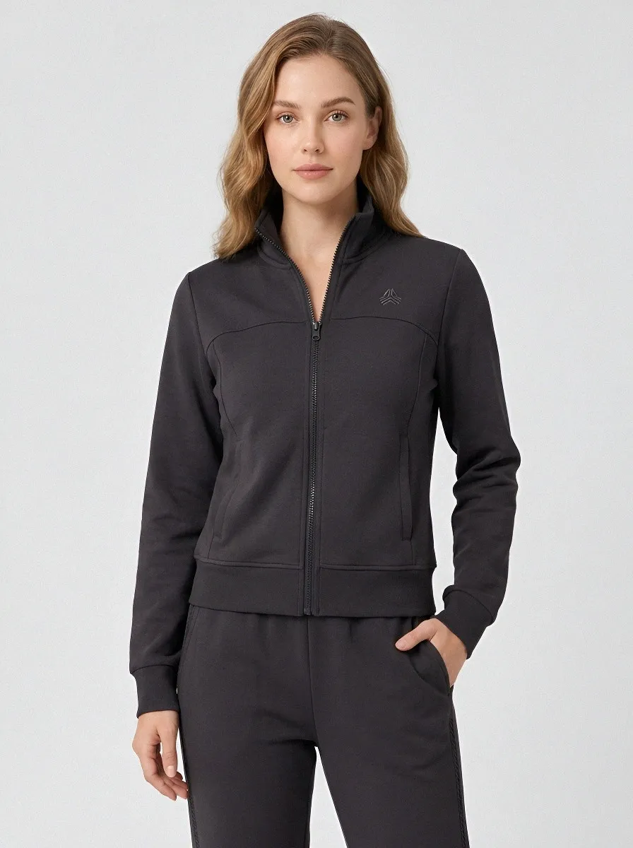 Women's Dusty Rose Casual Sporty Zip-up Tracksuit Set