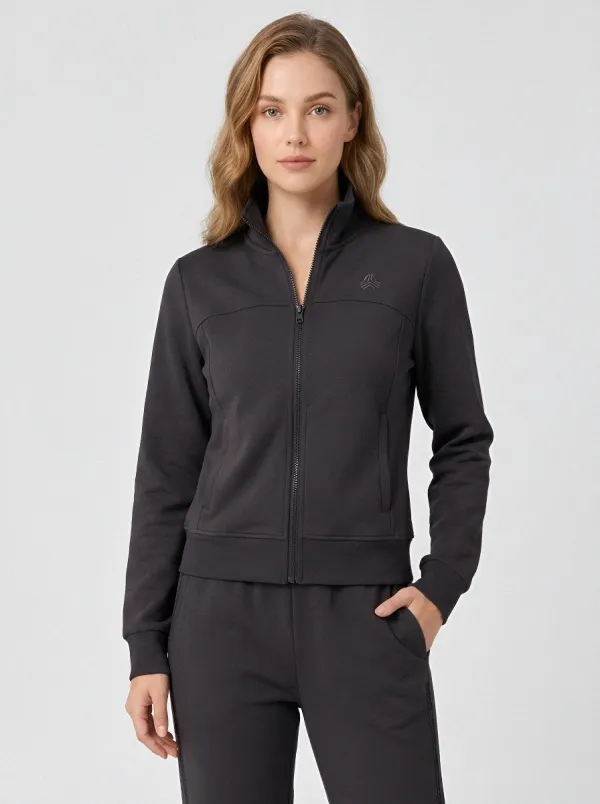 Women's Dusty Rose Casual Sporty Zip-up Tracksuit Set