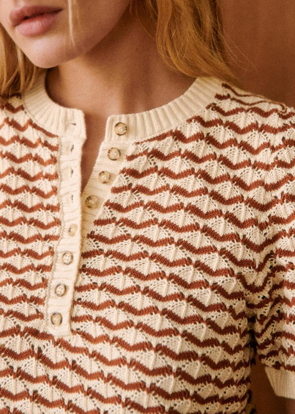 Striped Organic Cotton Short-Sleeved Sweater