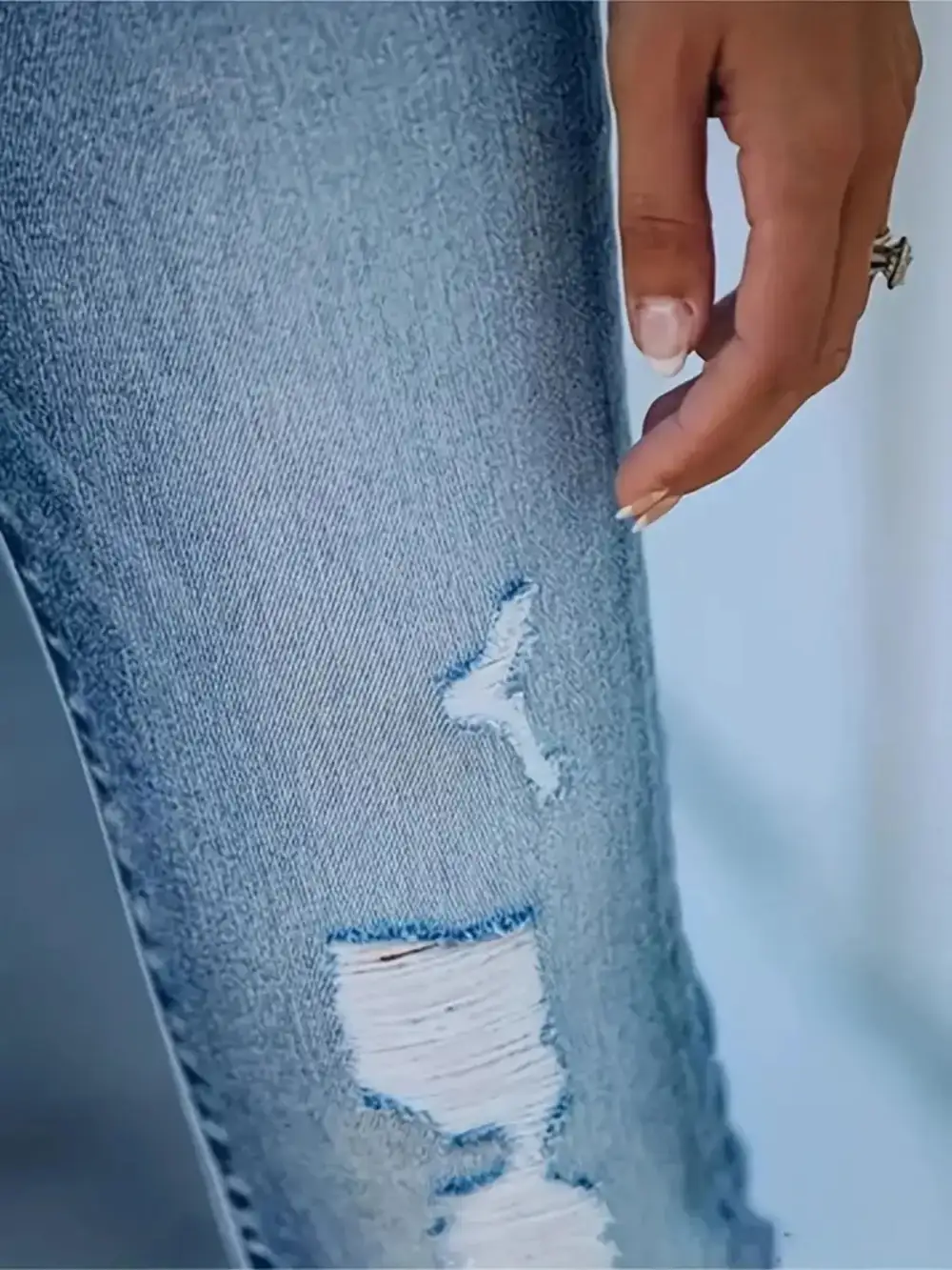 Everyday High Waist Skinny Distressed Denim Jeans