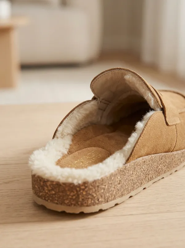 Women's Clog Style Casual Suede Wood Sole Loafers