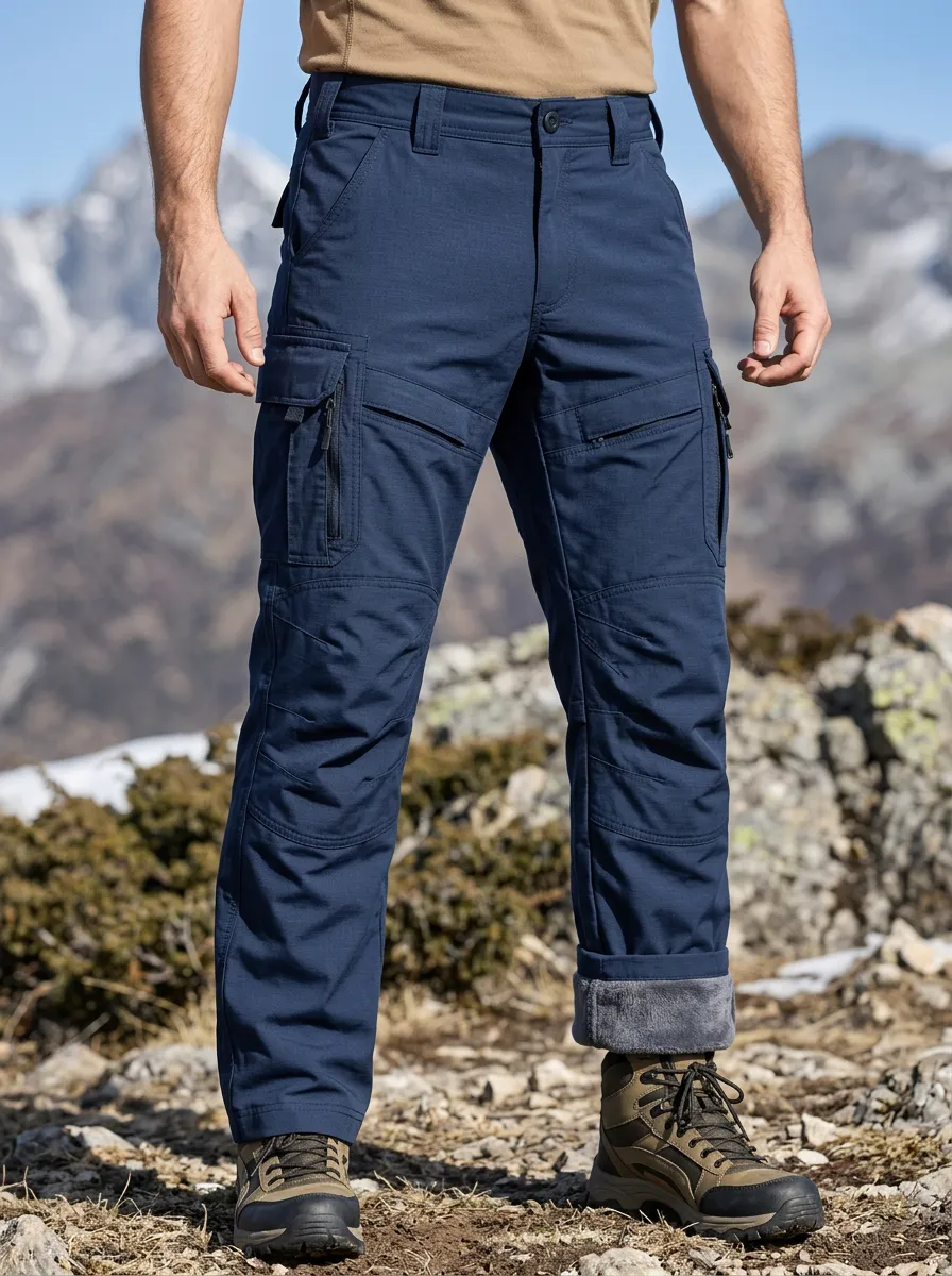 Men's Fleece Lined Tactical Cargo Pants for Winter Adventures
