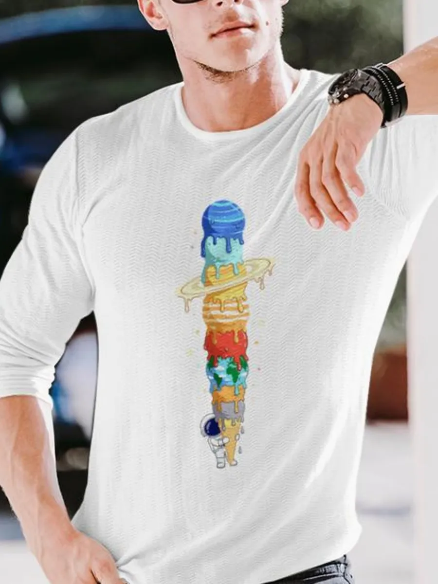 Planet Ice Cream Art Printed T-Shirt