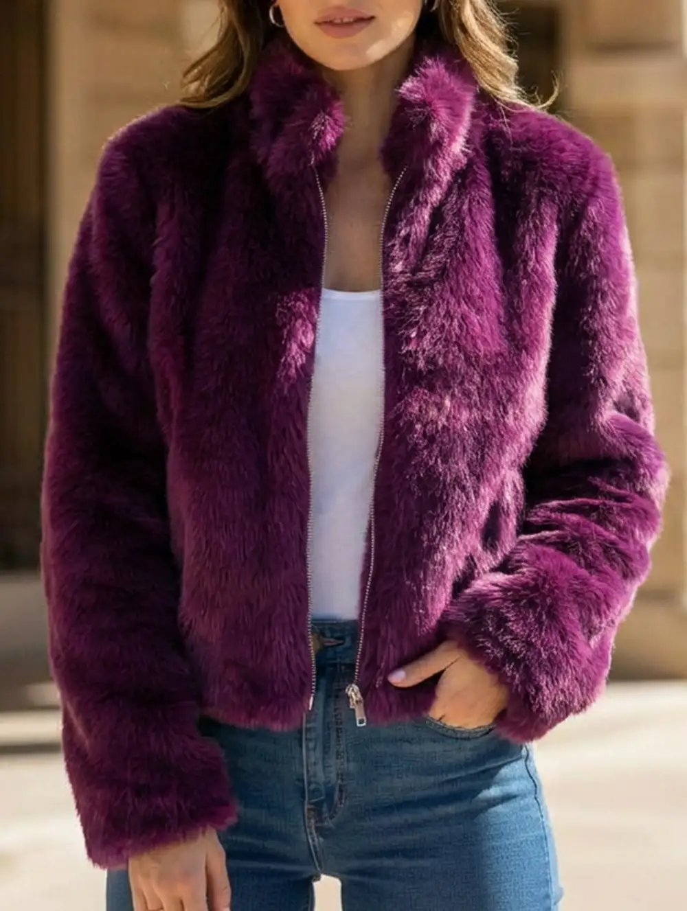 High Neck Zip Up Top Jacket
