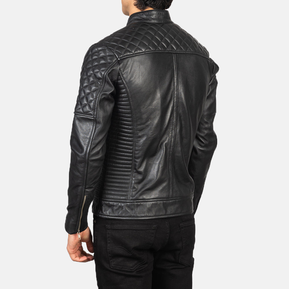 Men's Modern Biker Leather Quilted Jacket