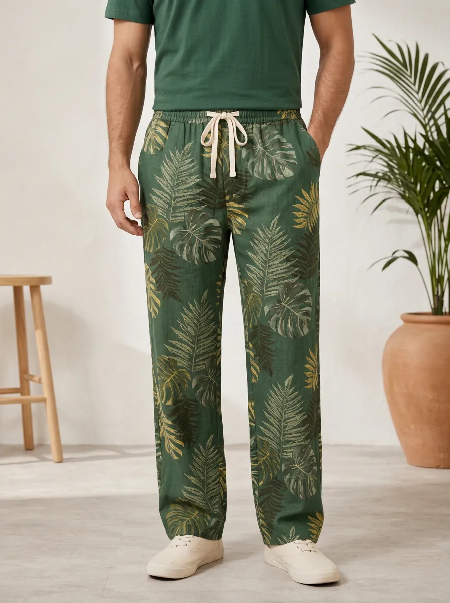 Men's Botanical Fern Printed Pants