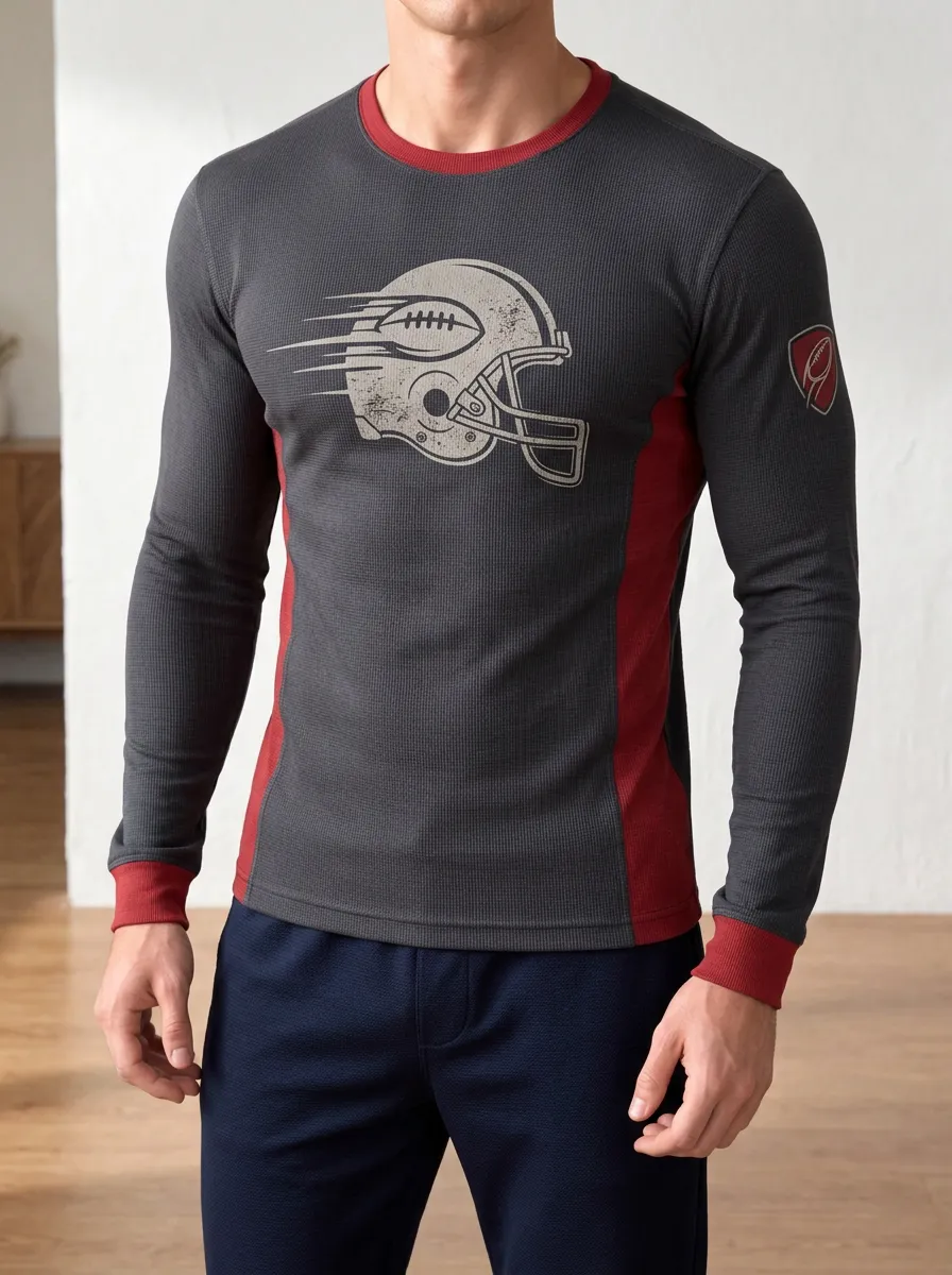 Men's Helmet Graphic Football Graphic Long Sleeve T-Shirt