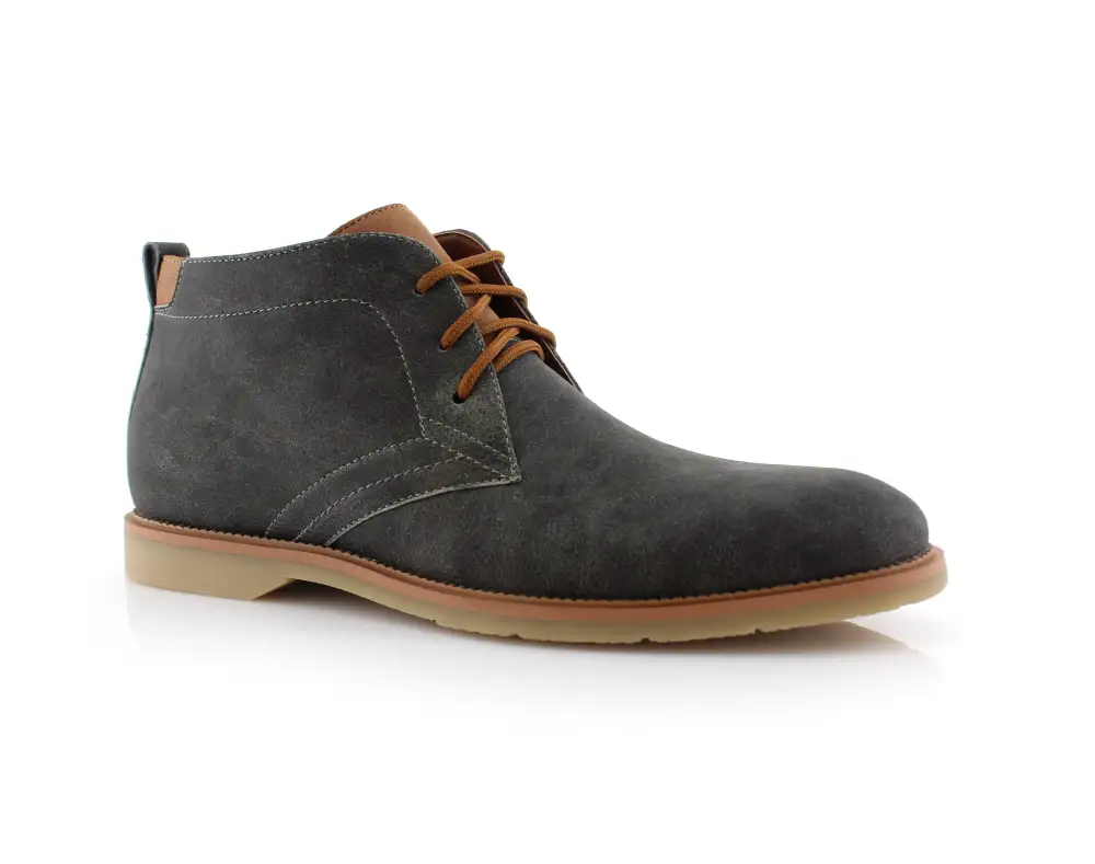 Faux-Leather Lace-Up Chukka Boots