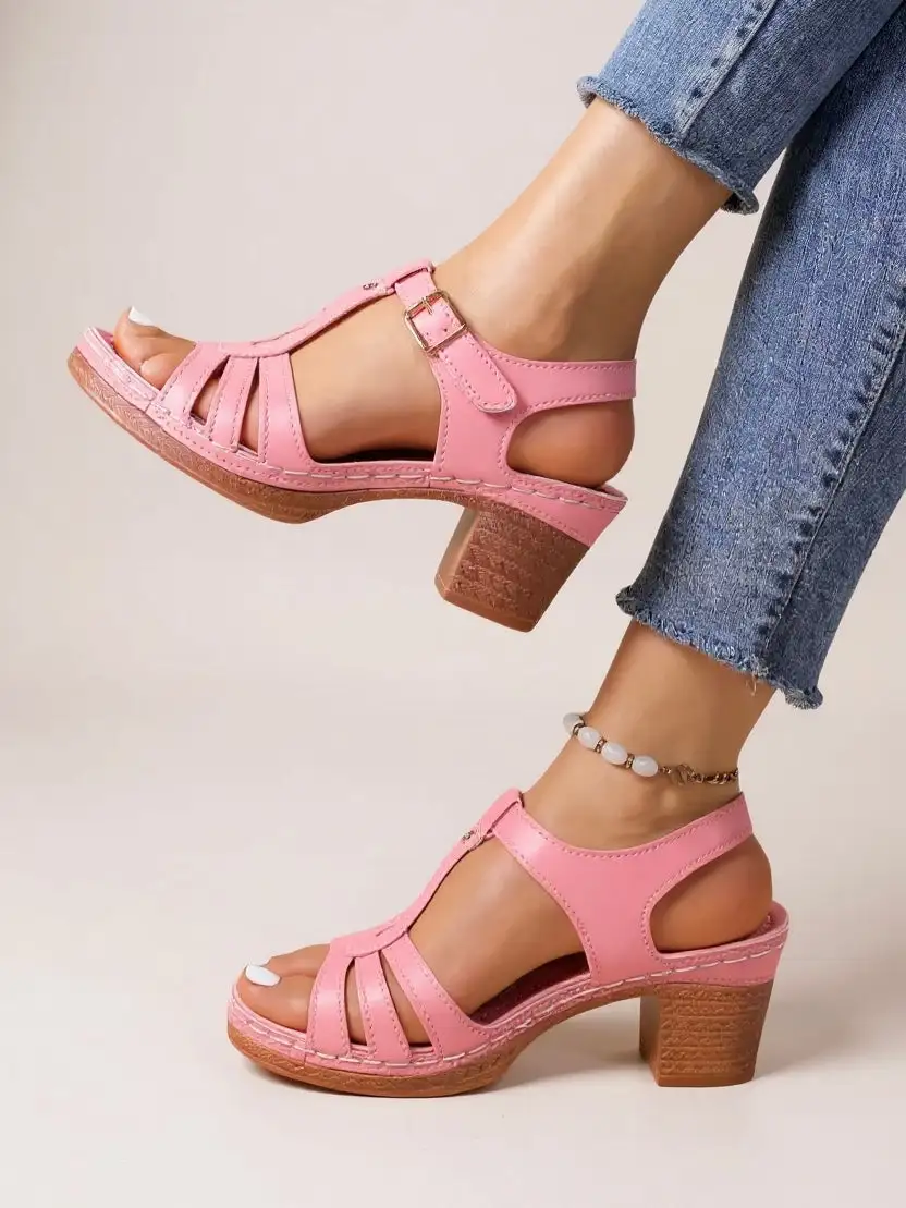  Gladiator Strappy Block Heel Sandals Apparel